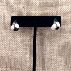 Drop shaped black and white enamel pierced EARRINGS.